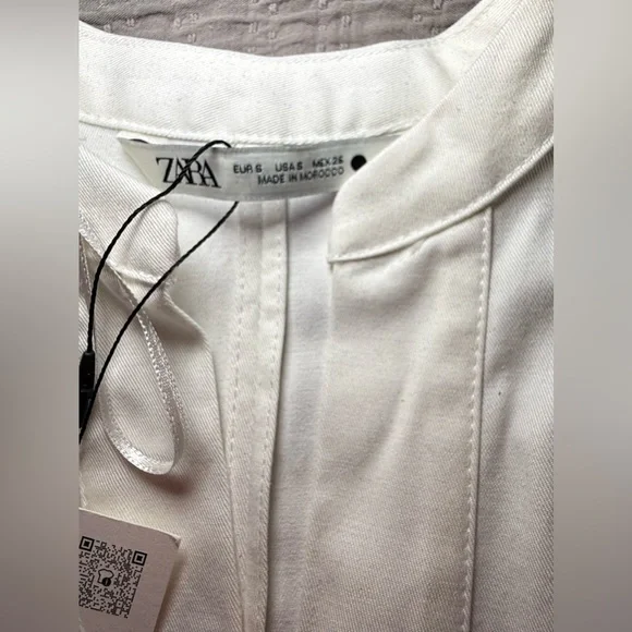 ZARA White Belted Mini Dress Pleated Short Sleeve Size S - Picture 10 of 15